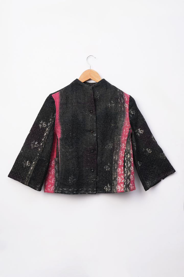 Black Vintage Cotton Kantha Jacket