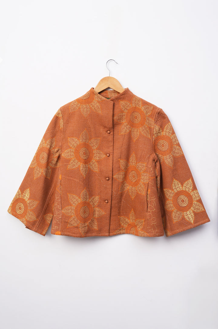 Orange Vintage Cotton Kantha Jacket