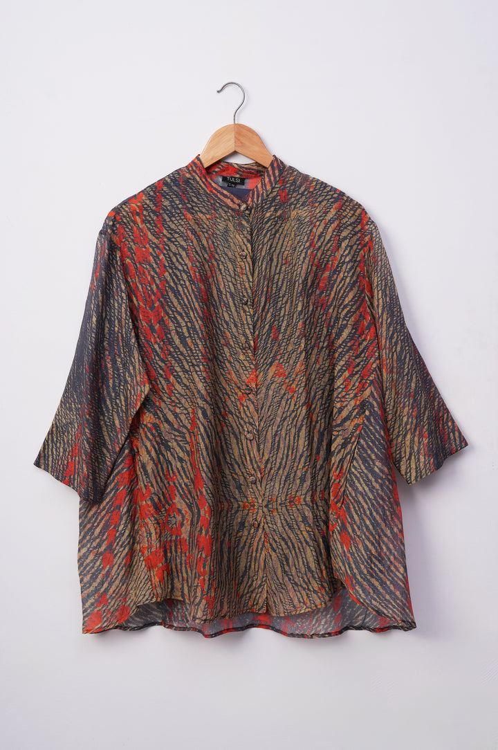 Multicolor Printed Chanderi Shirt