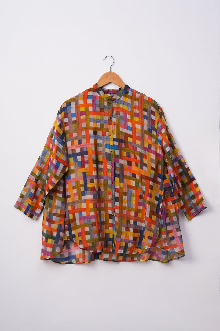 Multicolor Printed Chanderi Shirt