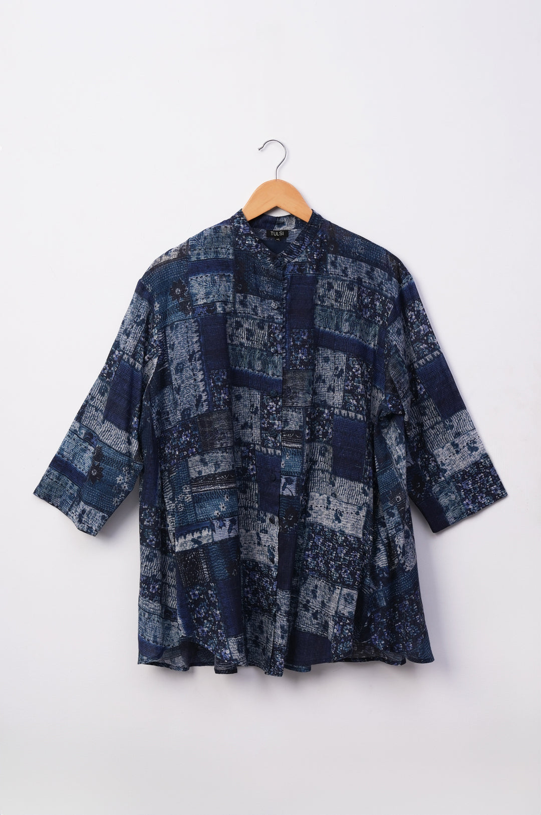Navy Printed Cotton Shirt