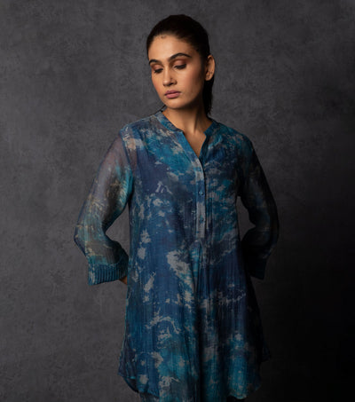 Blue shaded printed cotton Tunic
