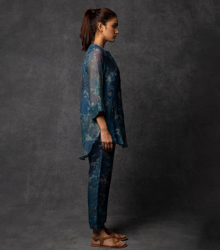 Blue shaded printed cotton co-ord set