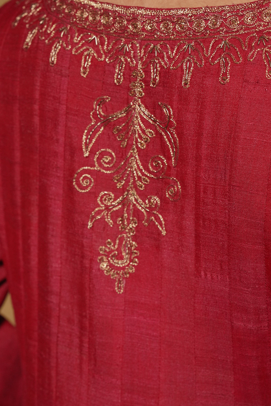 Hot Pink Hand Embroidered Silk Dress