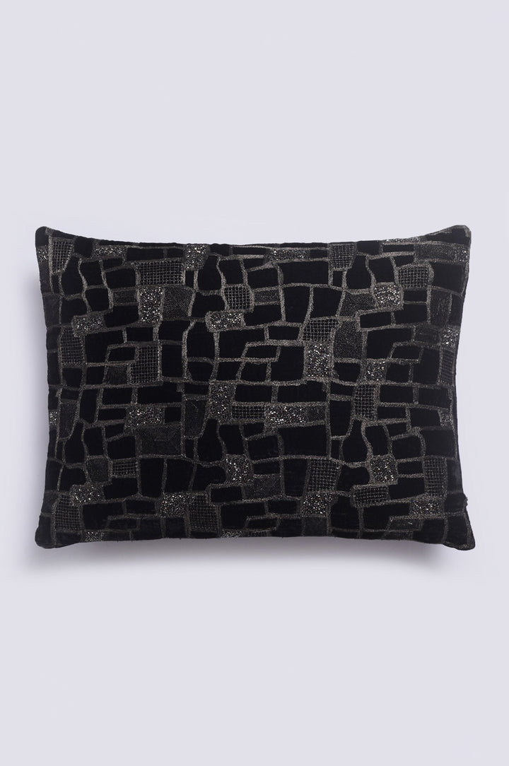 Maze Black Velvet Cushion Cover