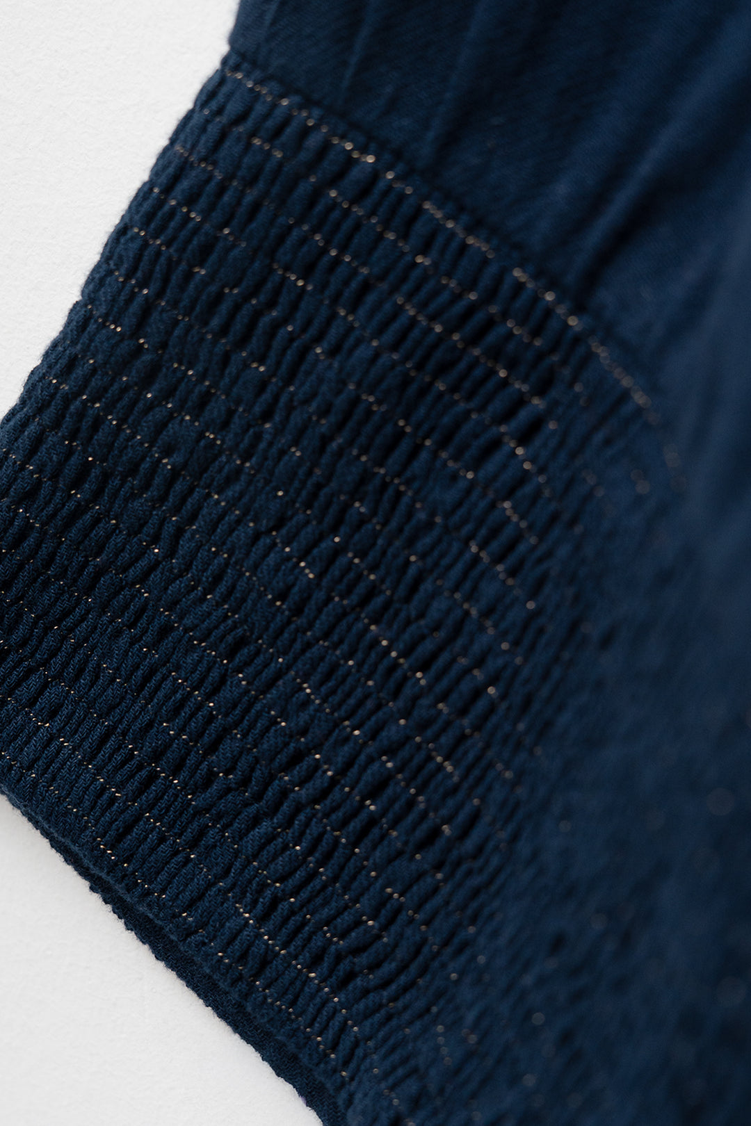 Navy Embroidered Wool Dress