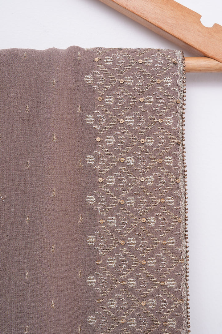 Beige Embroidered Georgette Saree