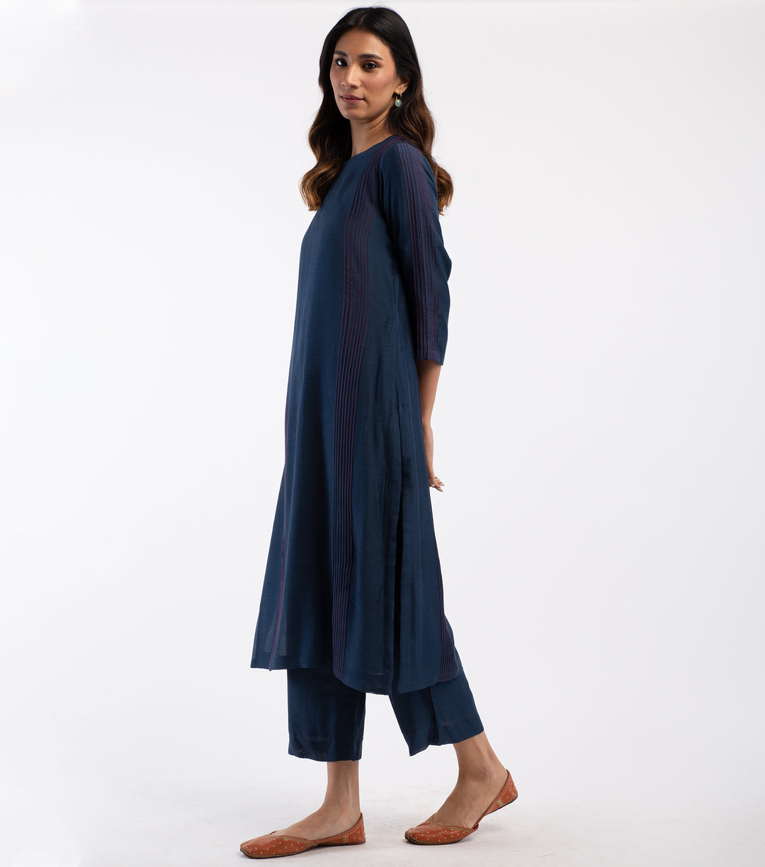Navy Blue Cotton Silk Kurta Set