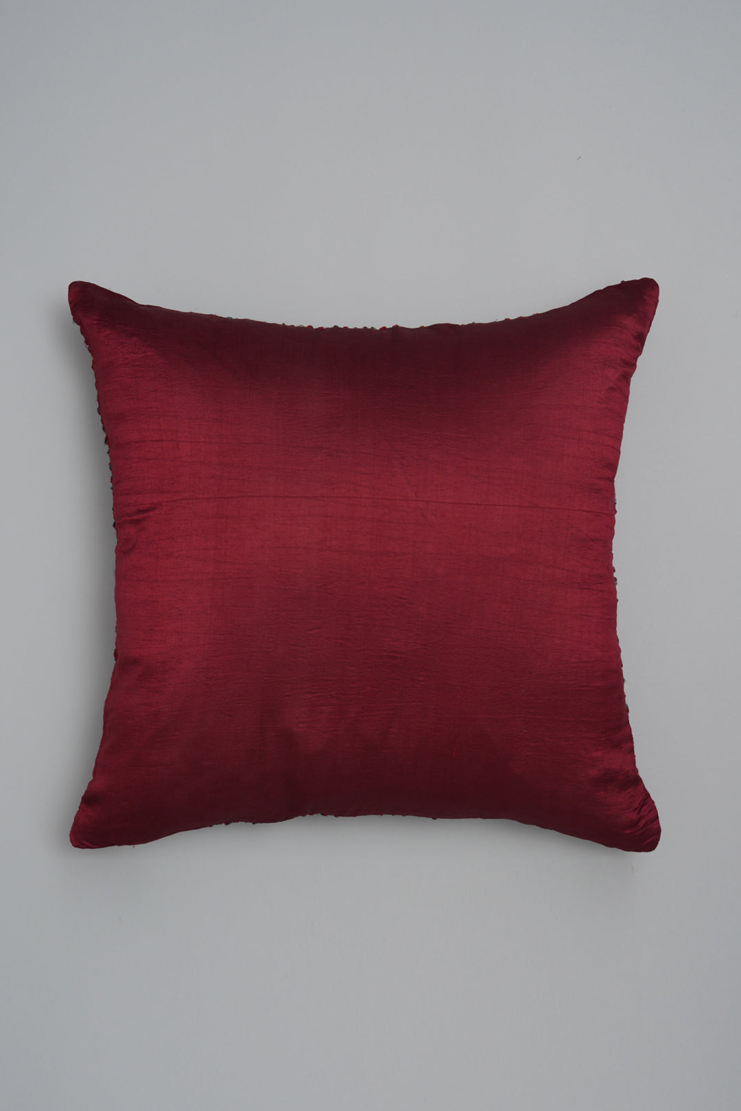 Maroon French Knot Silk Cushion Cover