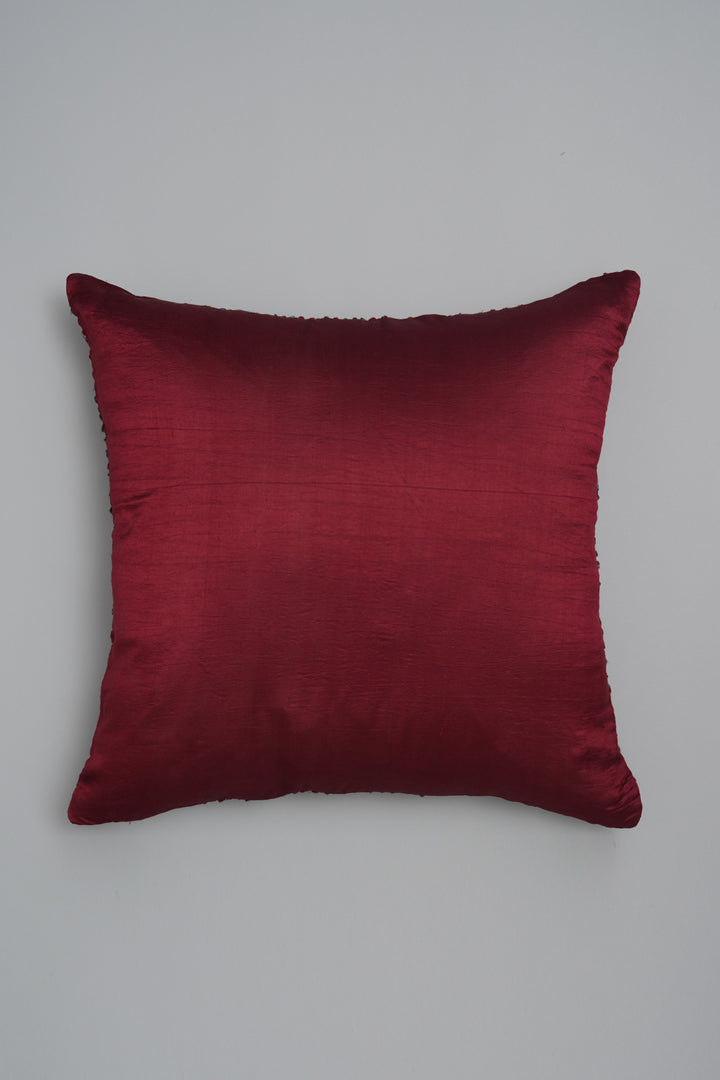Maroon French Knot Silk Cushion Cover