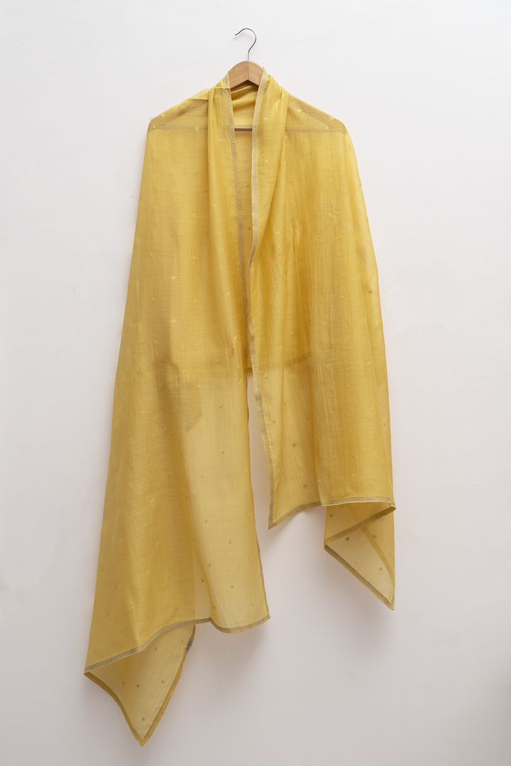 Mustard Embroidered Chanderi Suit Set