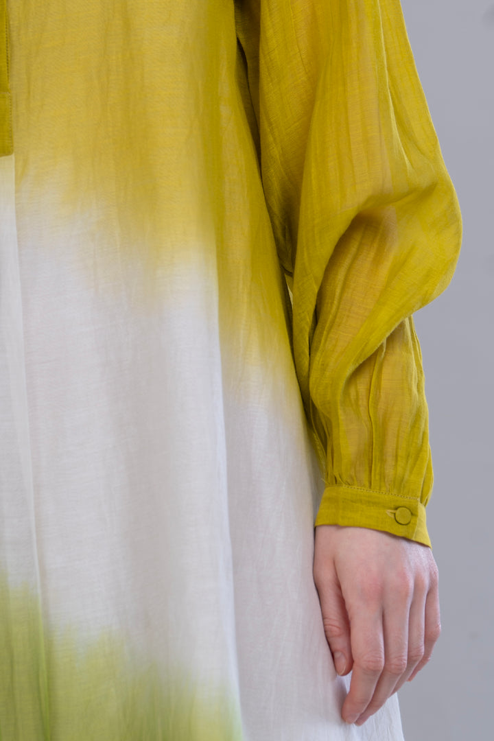 Lime & Mustard Ombre Cotton Silk Dress