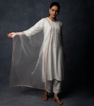 Ivory Thread Embroidered Muslin Suit Set