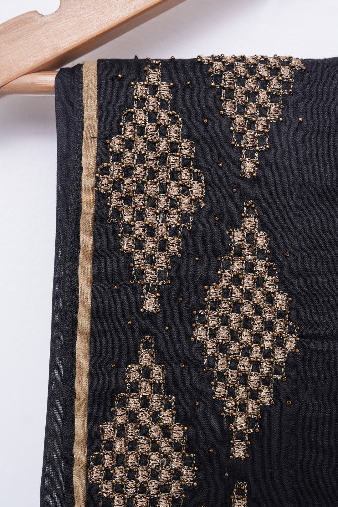 Black Hand Embroidered Chanderi Saree