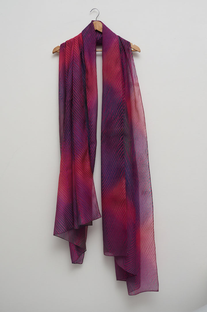Berry Plum Shibori Chanderi Dupatta