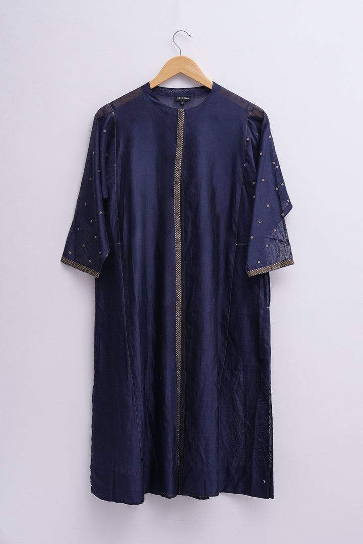 Navy Cotton Silk Cape