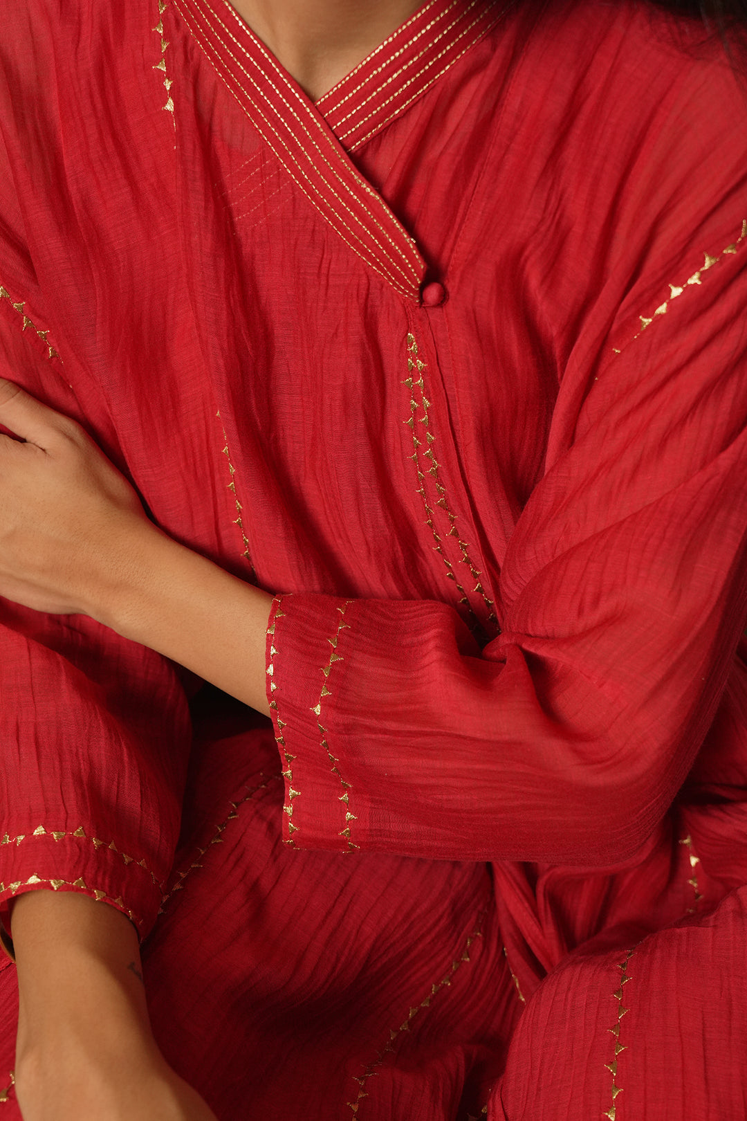Hot Pink Embroidered Chanderi Choga