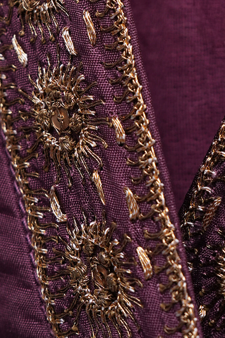 Plum Chanderi Embroidered Kurta