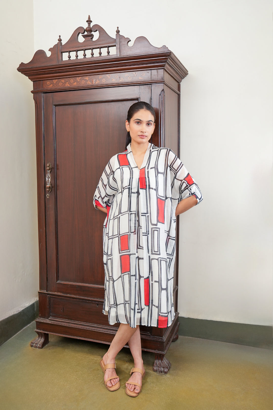 Geometric Printed Chanderi Dress