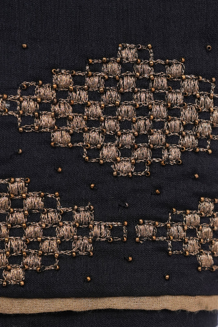 Black Hand Embroidered Chanderi Saree