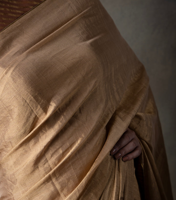 Golden Solid Tissue Saree