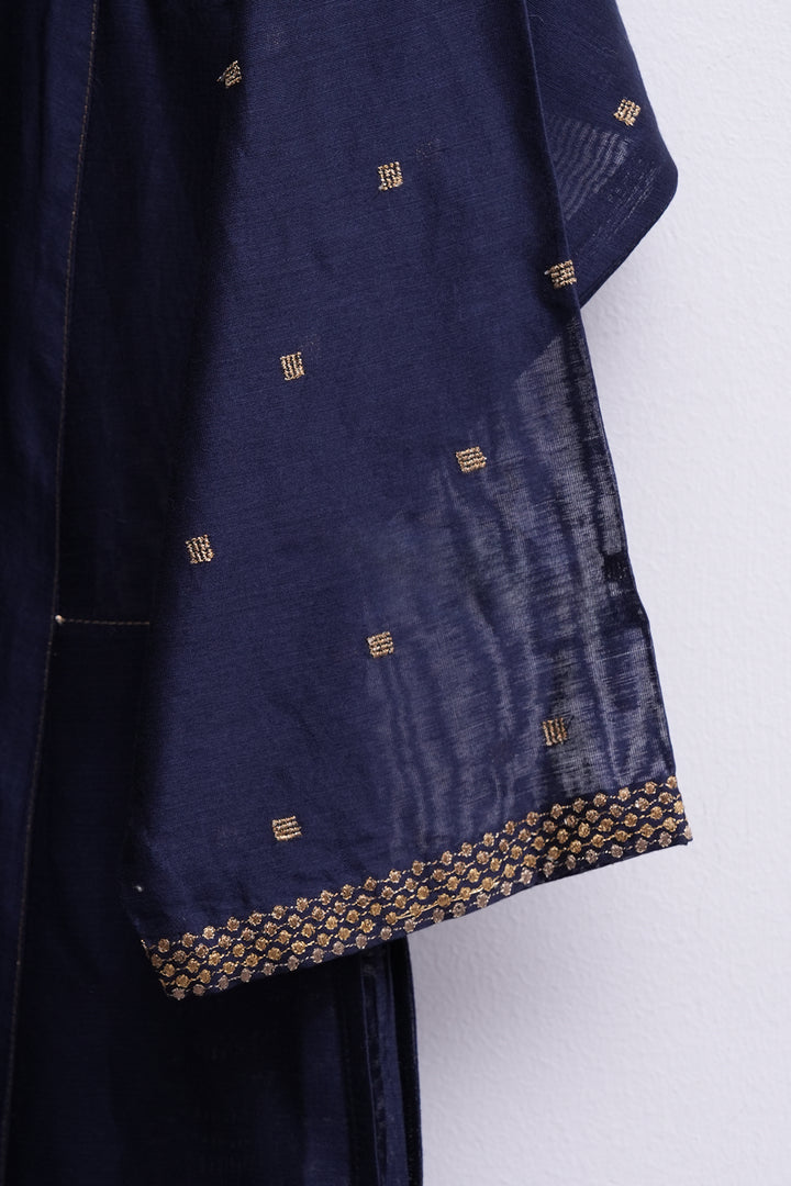 Navy Cotton Silk Cape