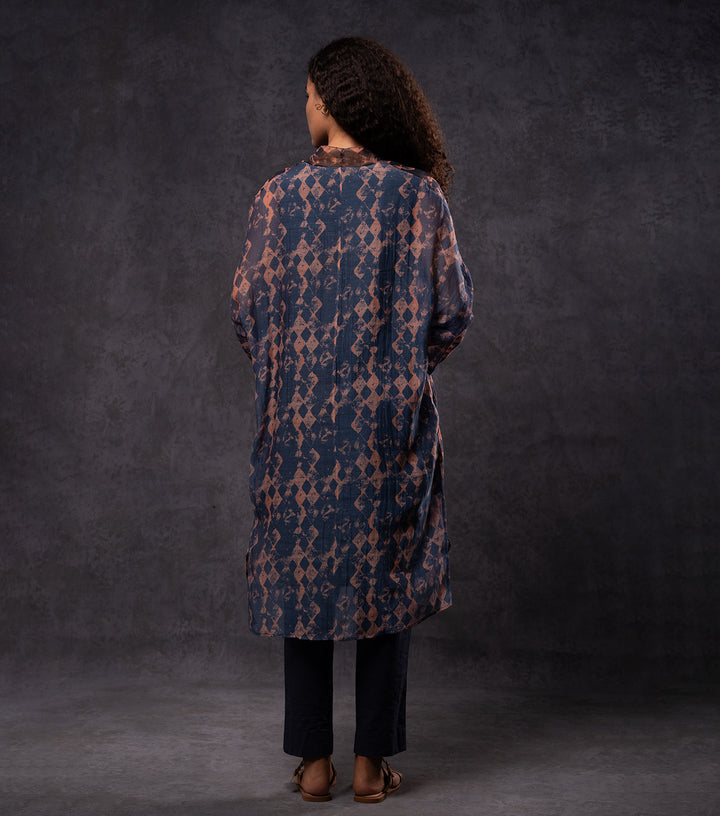 Brick & Black Abstract Printed Cotton Silk Tunic