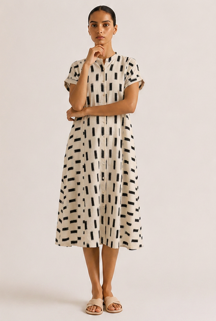 Black & White Double Ikat Dress