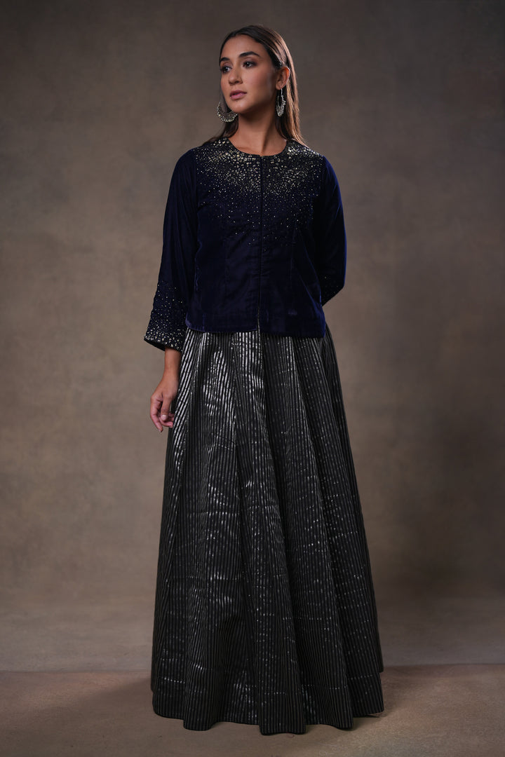 Black Grey Striped Tissue Skirt
