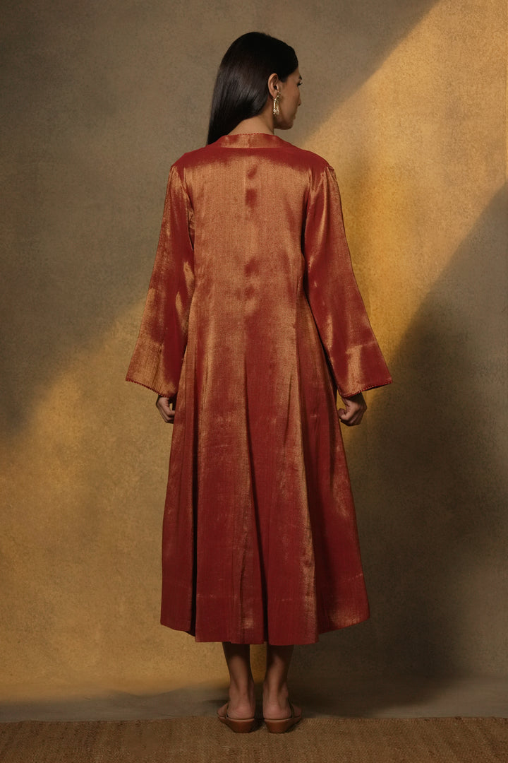 Maroon Tissue Jacket with Cotton Slip