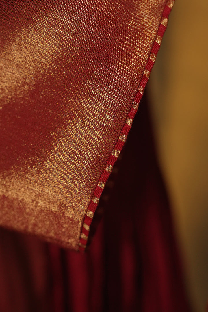 Maroon Tissue Jacket with Cotton Slip