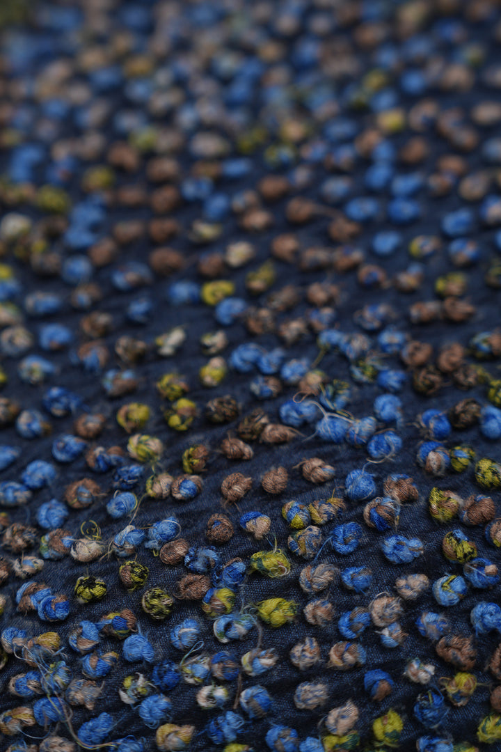 Blue French Knot Silk Cushion Cover