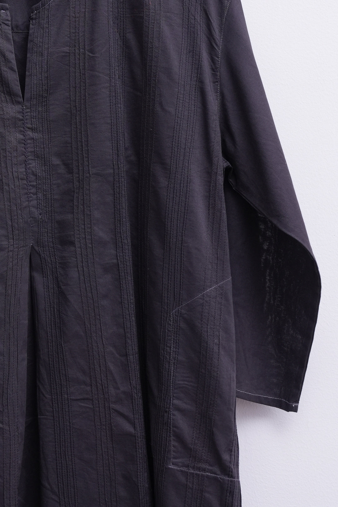 Black Cotton Kurta with Slip