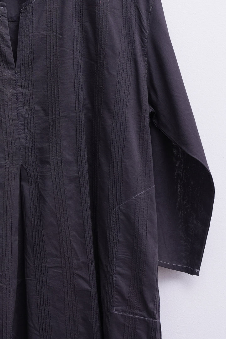Black Cotton Kurta with Slip