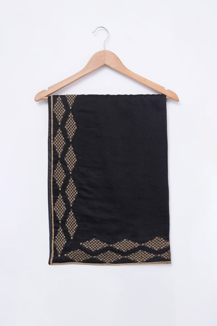 Black Hand Embroidered Chanderi Saree