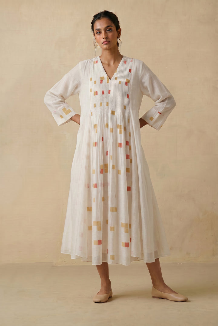 Pixel Print Chanderi Dress
