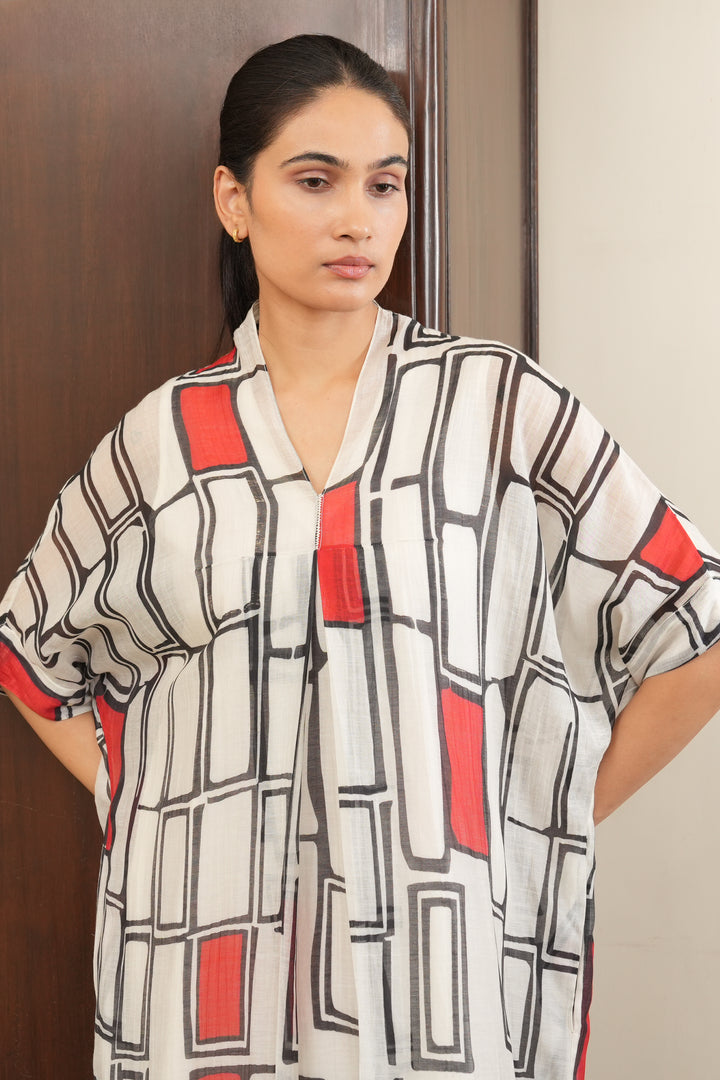 Geometric Printed Chanderi Dress