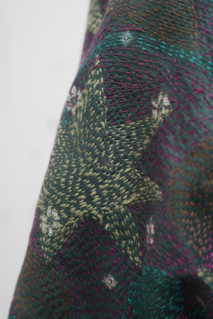 Multicolor Silk Kantha Overlay