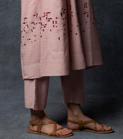 Baby Pink Embroidered Chanderi Suit Set