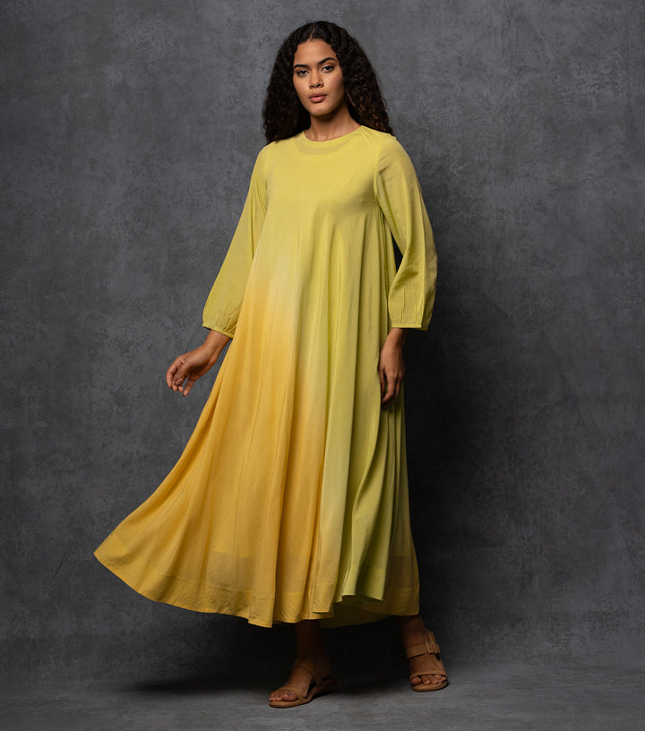 Yellow Ombre Cotton Maxi Dress