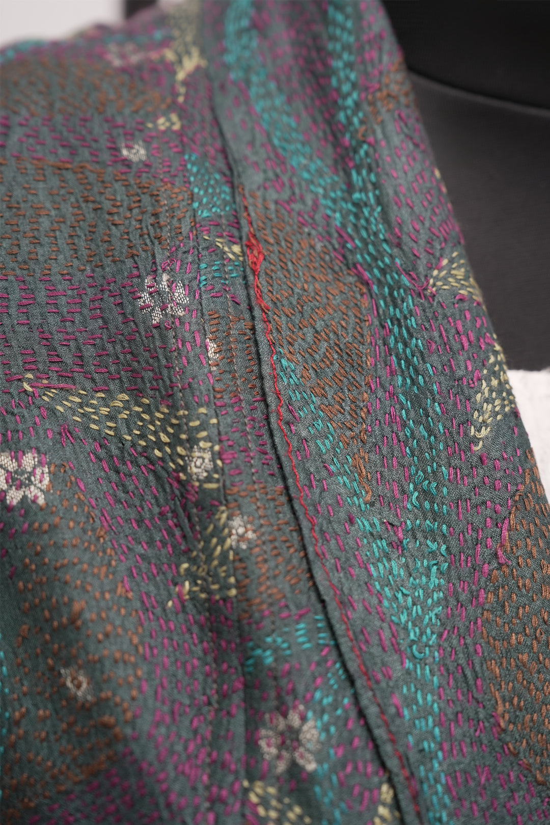 Multicolor Silk Kantha Overlay
