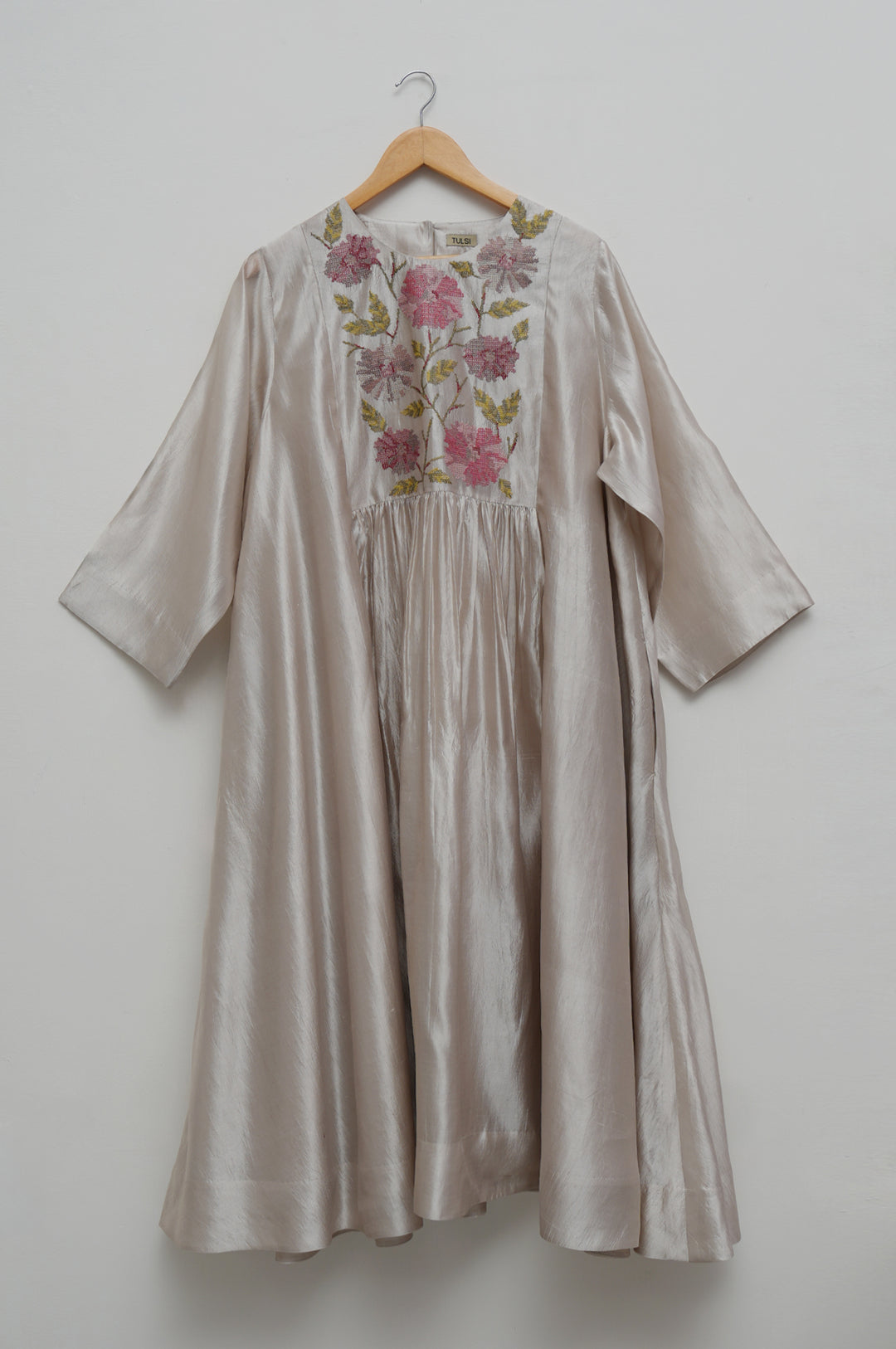 Ivory Embroidered Silk Dress