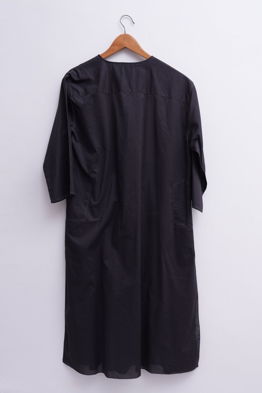 Black Cotton Kurta with Slip