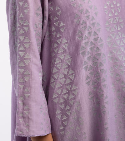 Lavender Embroidered Cotton Kurta & Palazzo Pants Set