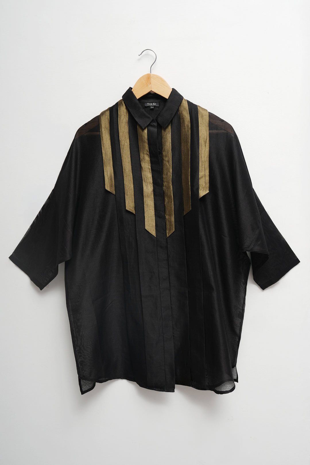 Origami Black Pleated Shirt Set