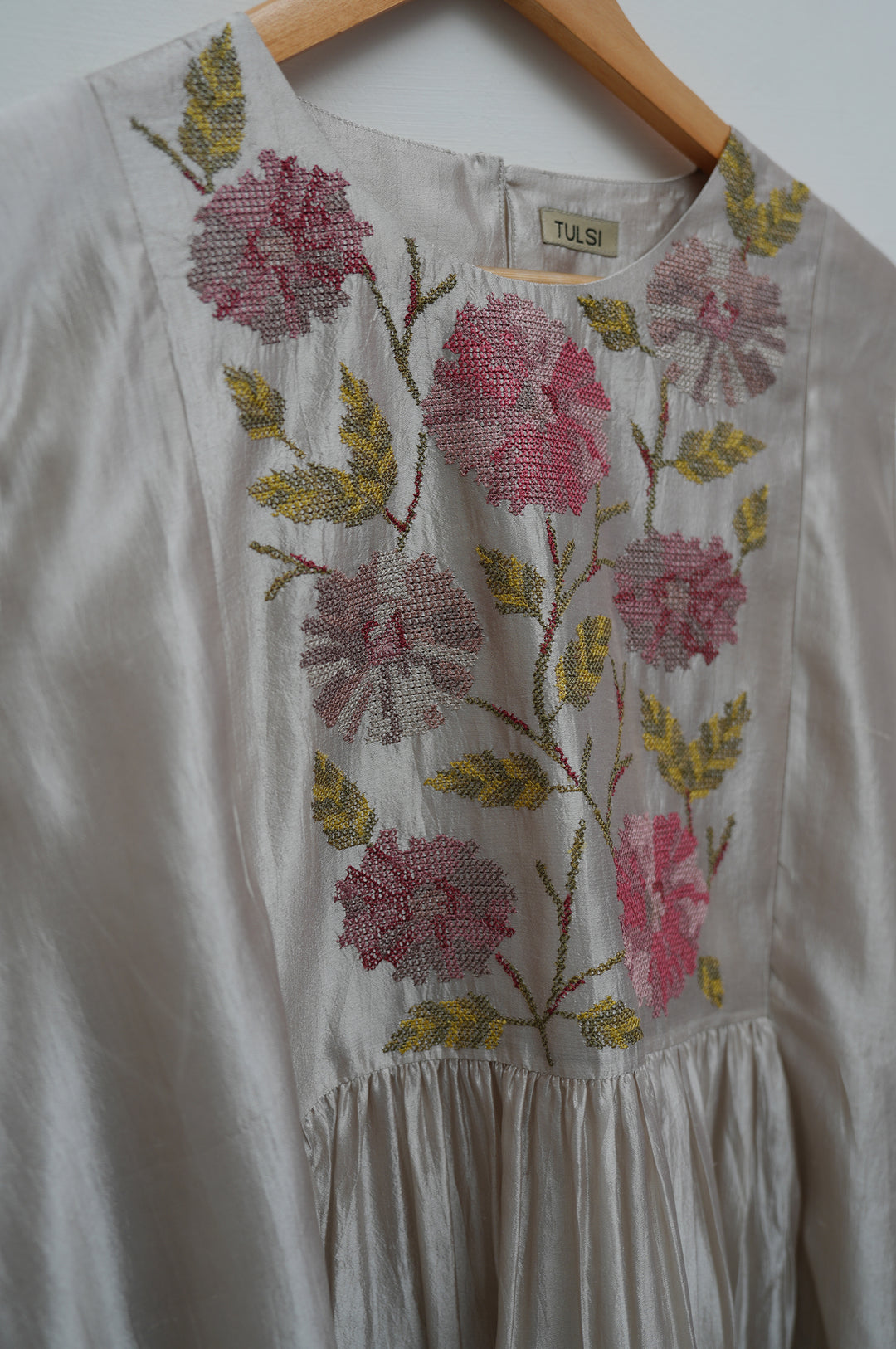 Ivory Embroidered Silk Dress