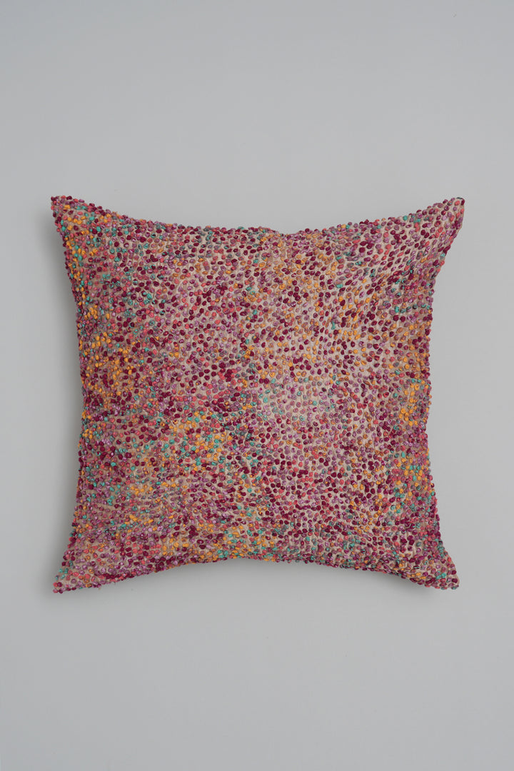Multi Color French Knot Silk Cushion Cover