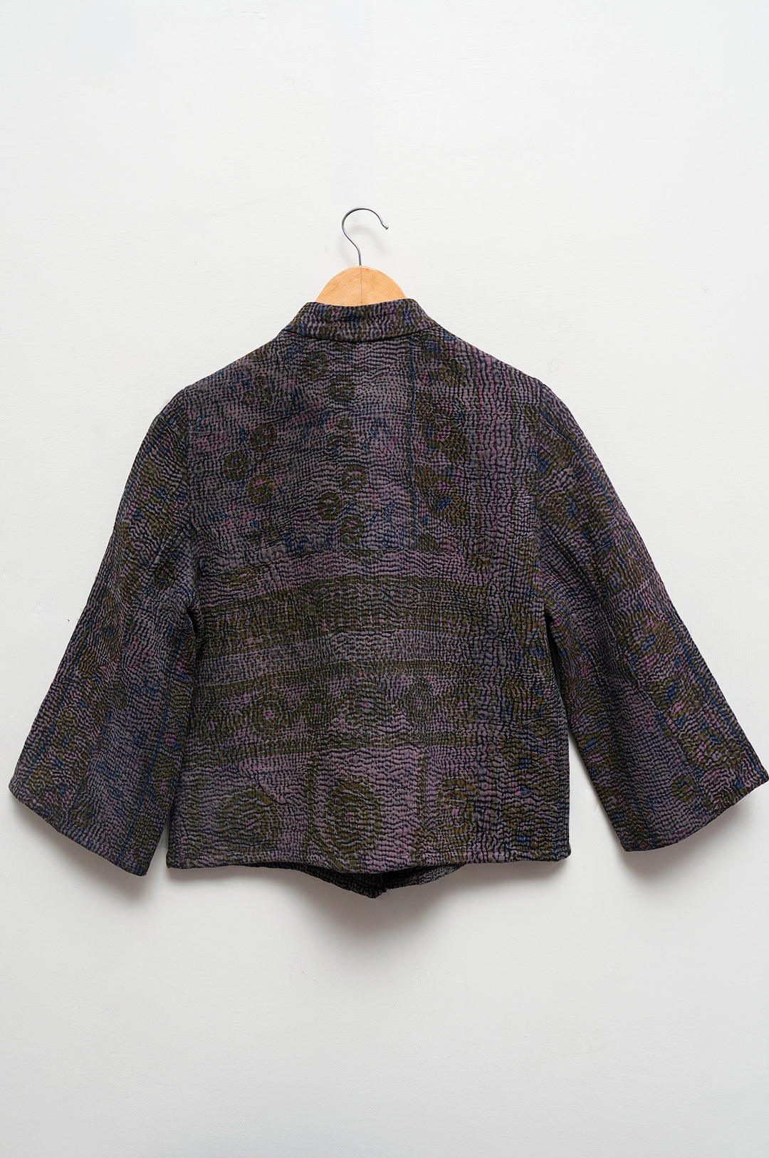Plum Floral Cotton Kantha Jacket