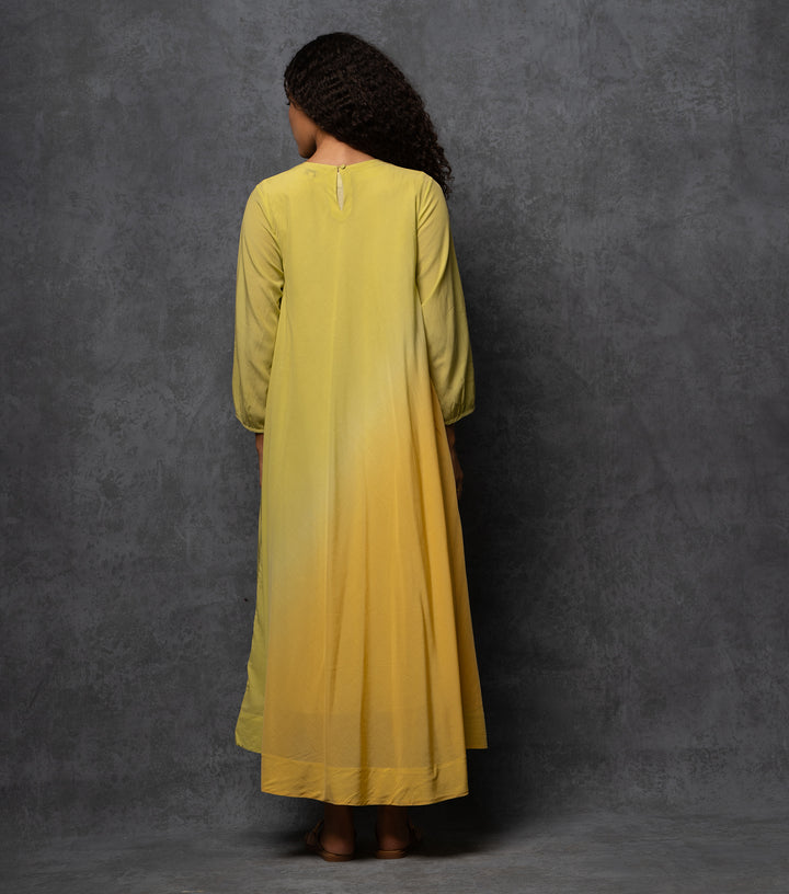Yellow Ombre Cotton Maxi Dress