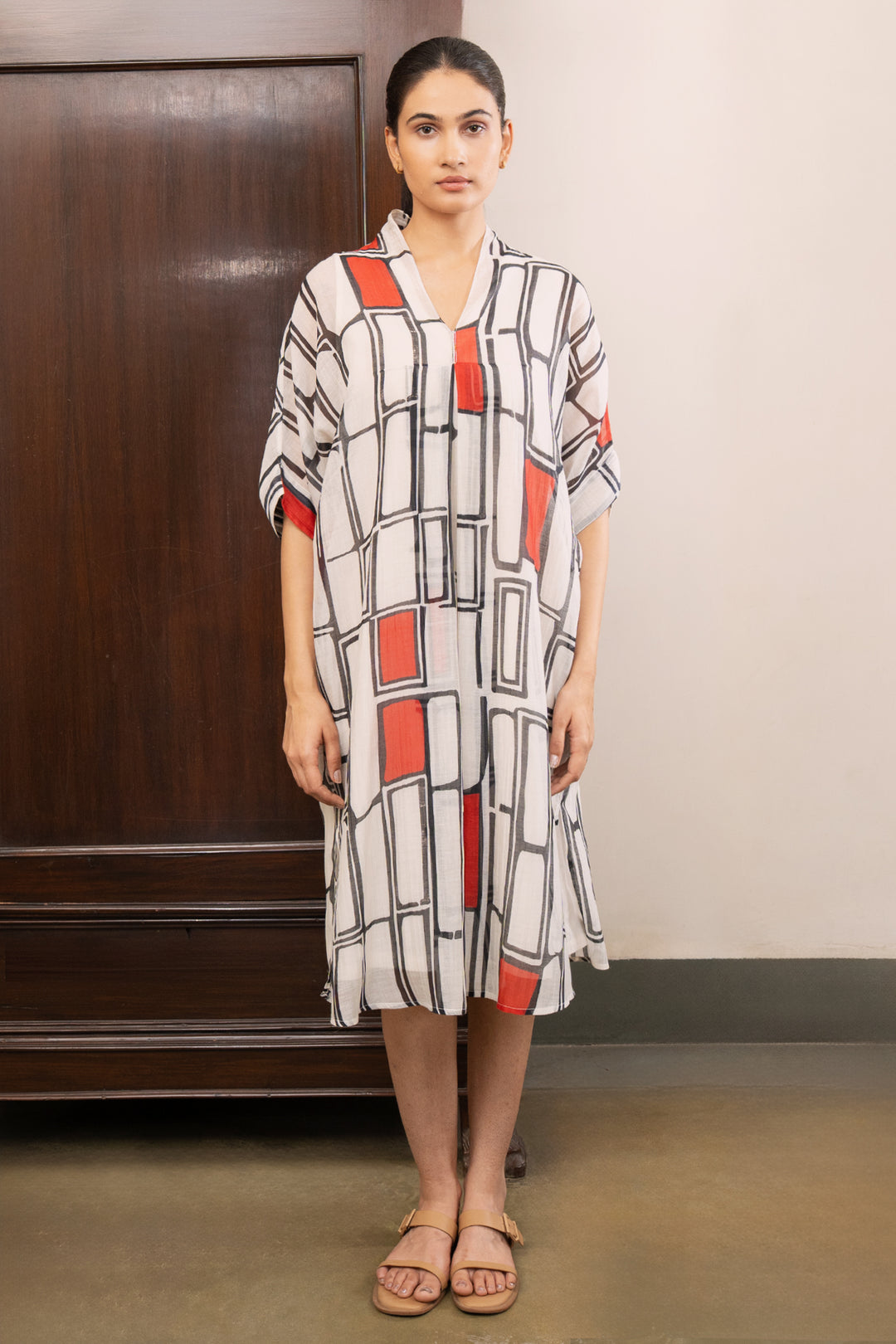 Geometric Printed Chanderi Dress